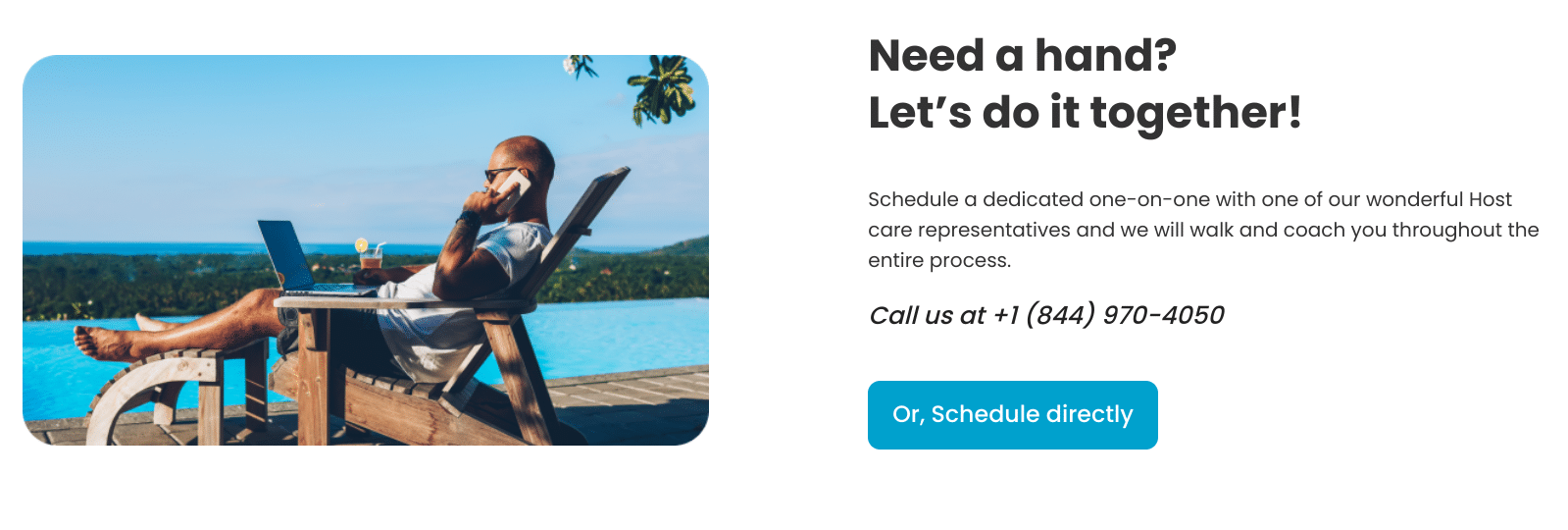 Screenshot of Swimply's website description of its Host Representative hotline
